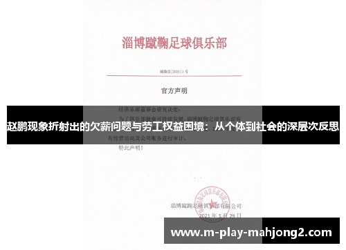 赵鹏现象折射出的欠薪问题与劳工权益困境：从个体到社会的深层次反思